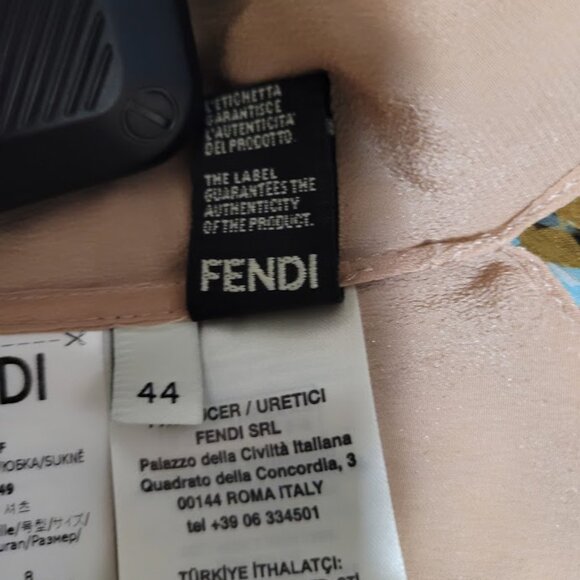 NWT FENDI Gonna Fan Karligraphy Pleated Skirt Sz 44 US 8 100% Silk - Picture 13 of 14